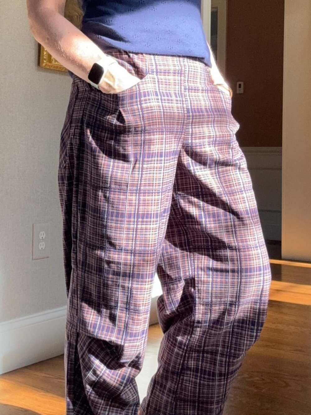 Free People "Nice Choice" Pull on plaid tartan trousers S